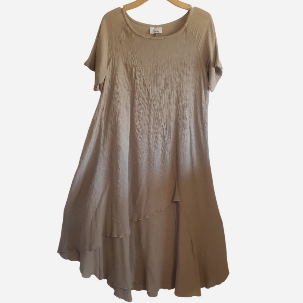 Dunes Relaxed Womens 100% cotton Cascade Maxi Dress Size S Lagenlook Artsy Beach